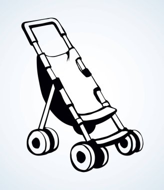 Bebek arabası. Vektör çizim simgesi