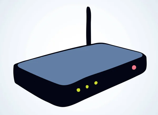 Modem com antena. Desenho vetorial — Vetor de Stock