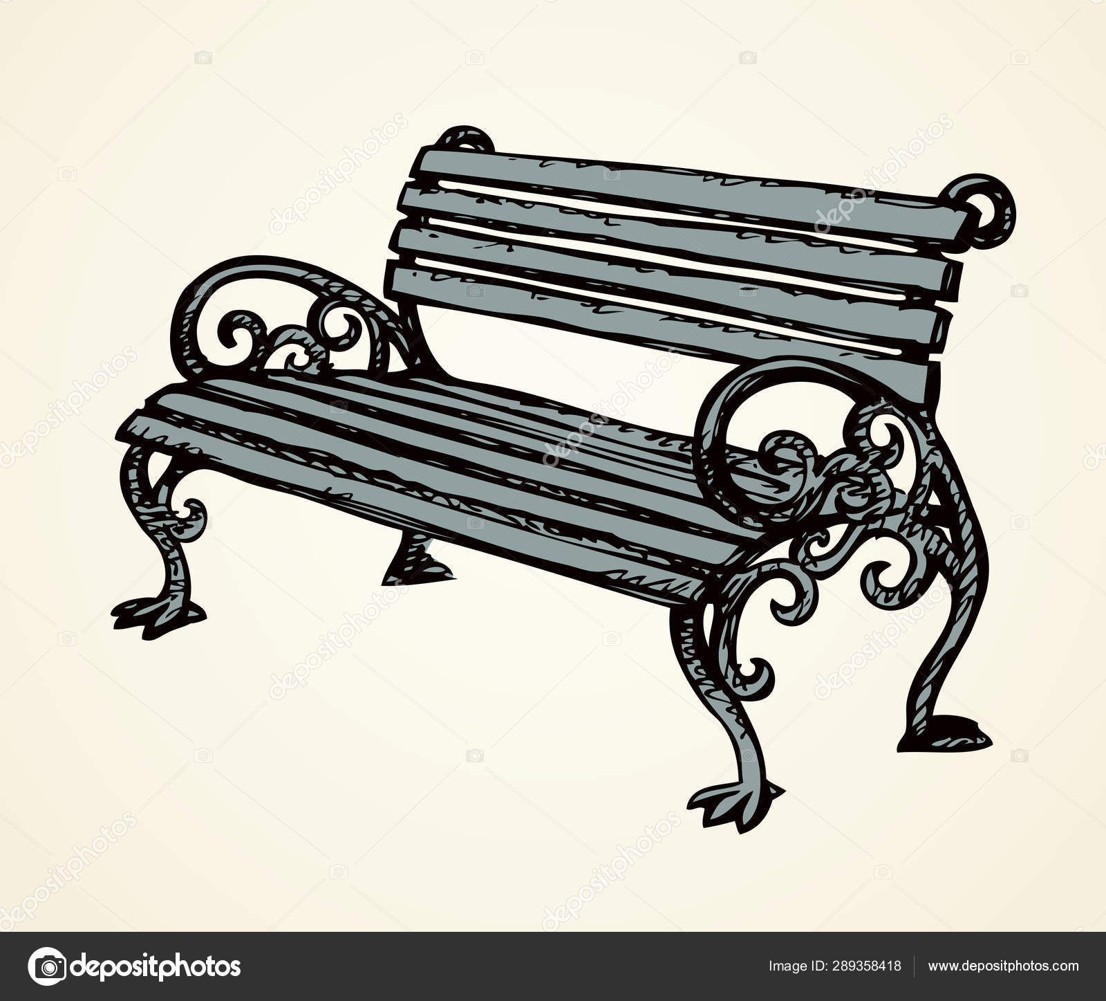 Park Bench Vector Drawing Vector Image By Marinka Vector Stock 289358418