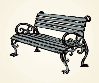 Park bankında. Vektör çizim