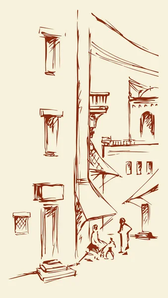 Eski Doğu şehir. Vektör çizim — Stok Vektör