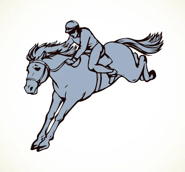 Corrida de cavalos. Desenho vetorial — Vetor de Stock