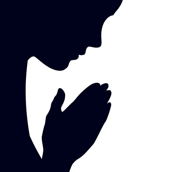 Vector image of the praying person at night — Stock Vector