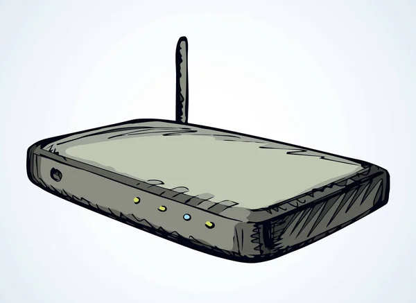 Modem dengan antena. Gambar vektor - Stok Vektor