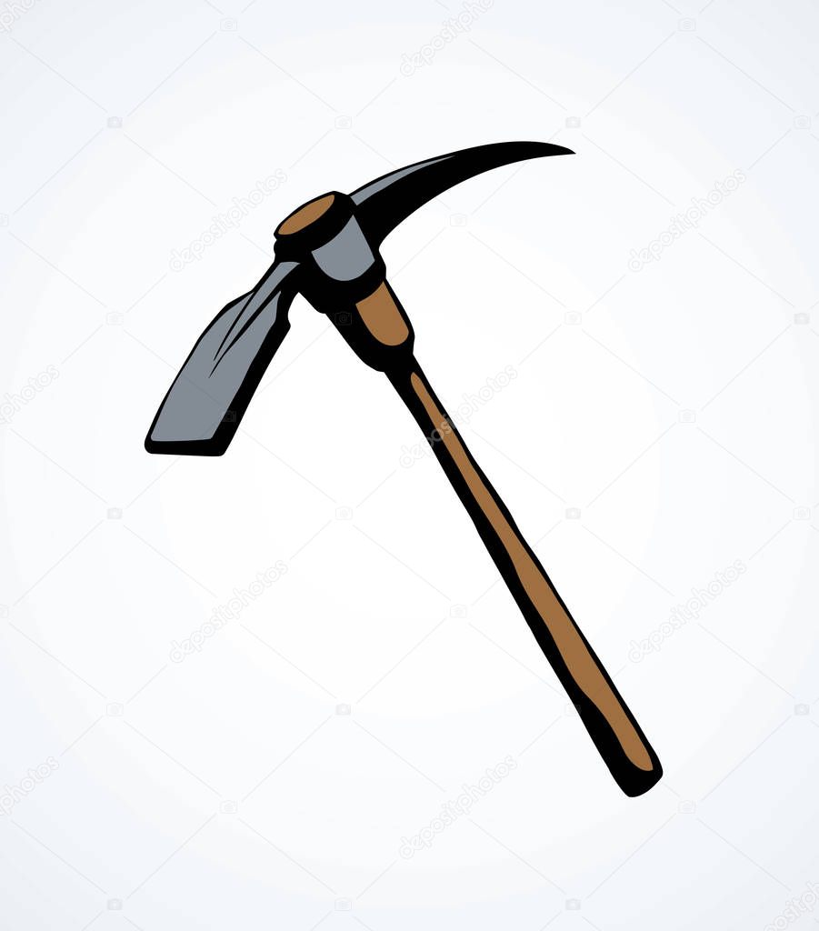 Pick axe icon. Vector drawing sign