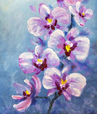 Orkide çiçekleri. Yağlıboya