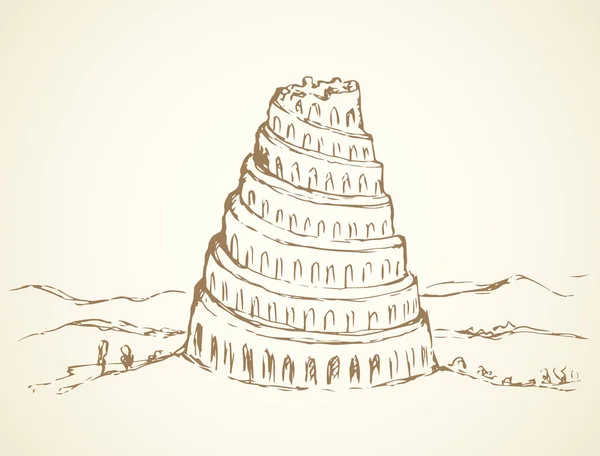 Babylonská věž. Vektorové kreslení — Stockový vektor