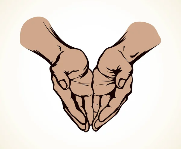 Imádkozó kezek. Vektoros rajz — Stock Vector