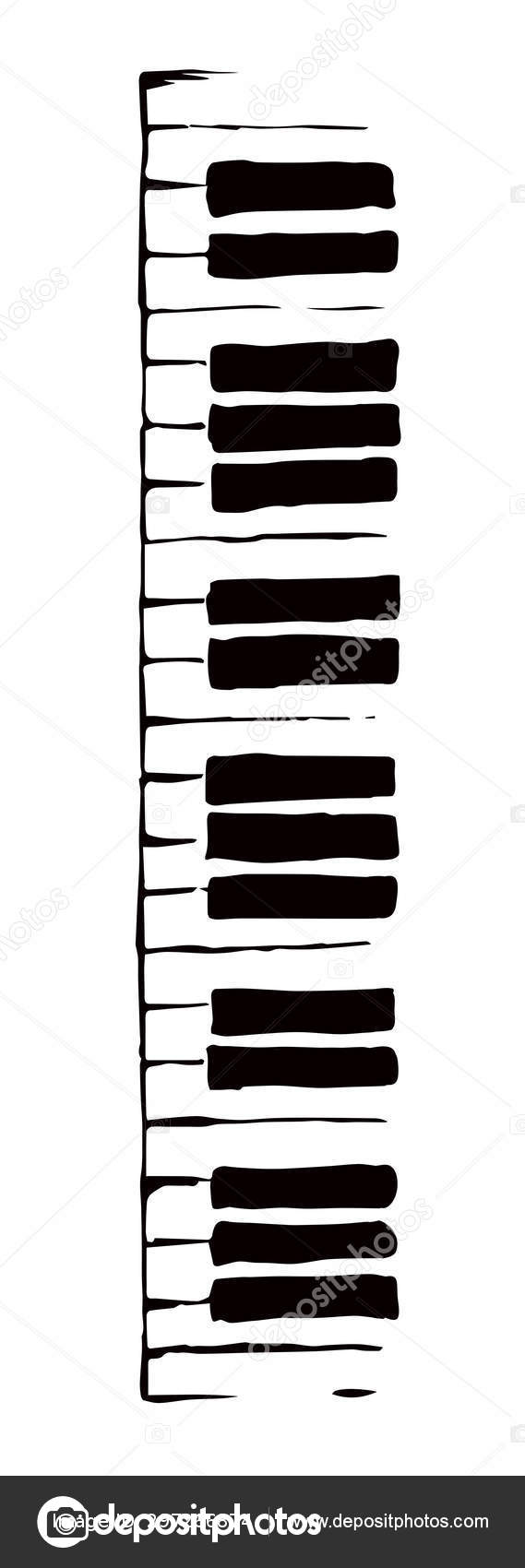 piano keys drawings black white