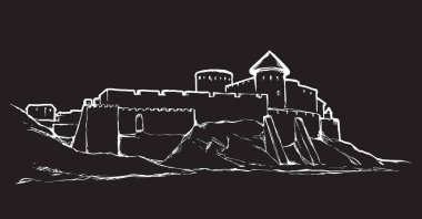 Antik kentin kayanın üzerine. Vektör çizim