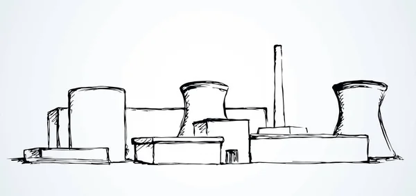 Central nuclear. Desenho vetorial — Vetor de Stock