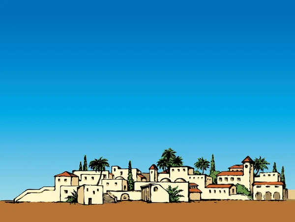 砂漠の都市。ベクトル描画 — ストックベクタ
