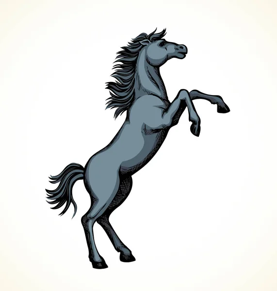 Paard begon te buck. Vector tekening — Stockvector