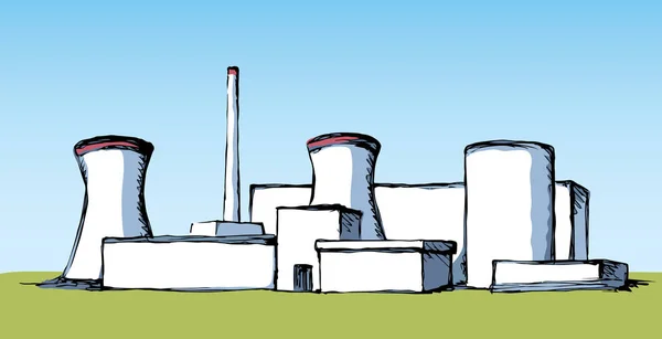 Kernkraftwerk. Vektorzeichnung — Stockvektor