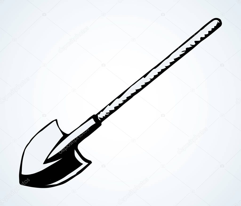 Shovel. Vector drawing icon sign