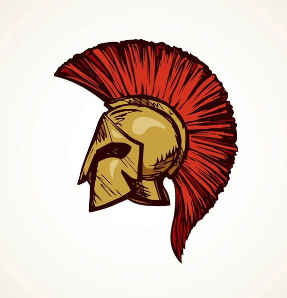 Spartaanse helm. Vector tekening — Stockvector