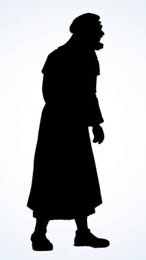 Eski kıyafetli Yahudi bir adam. Vektör çizimi