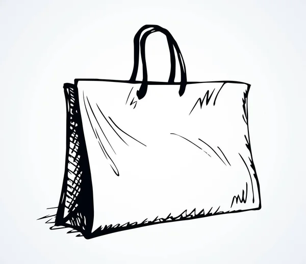 Bolsa de papel para ir de compras. Dibujo vectorial — Archivo Imágenes Vectoriales