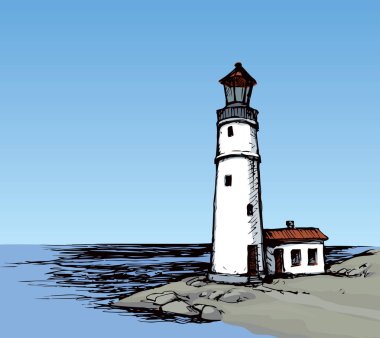 Deniz feneri. Vektör çizim