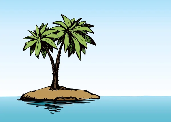 Palma en la playa. Dibujo vectorial — Vector de stock