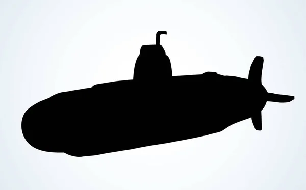 Duży nowoczesny okręt podwodny. Rysowanie wektorowe — Wektor stockowy
