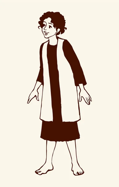 アンティークの服を着た陽気なユダヤ人の少年。ベクトル描画 — ストックベクタ