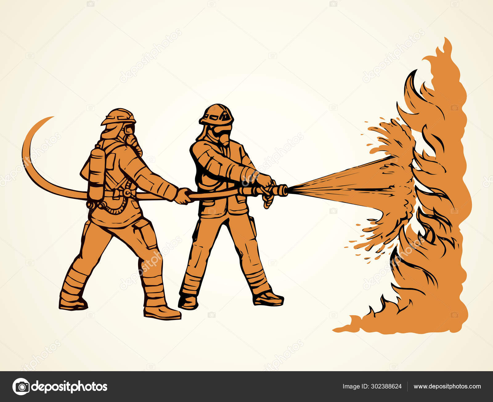 Firefighter. Vector drawing Stock Vector Image by ©Marinka #302388624 Firefighter. Vector drawing Stock Vector Image by ©Marinka #302388624