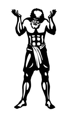 Atlas dünyayı omuzlarında tutuyor. Vektör çizim silüe