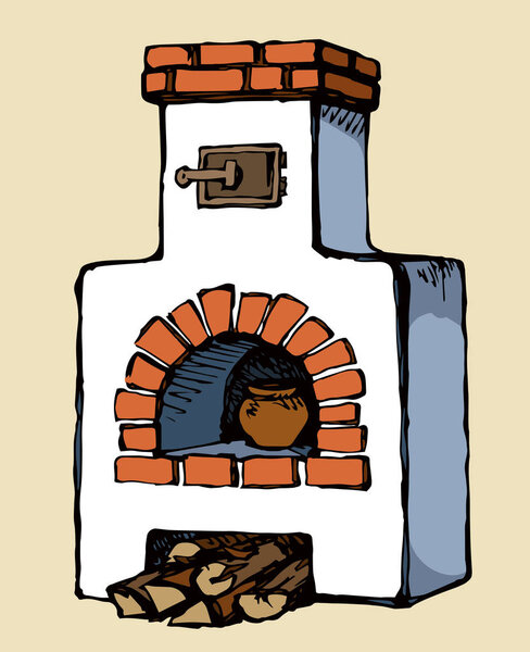 Старая русская плита. Векторный рисунок
