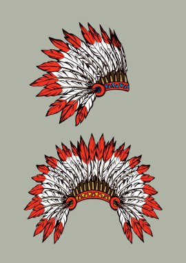 Kızılderili tüyleri ile. Vektör çizim