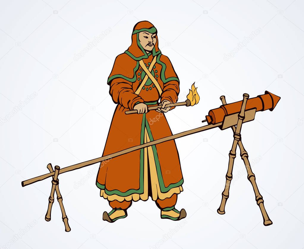 Vector drawing of Chinese warrior