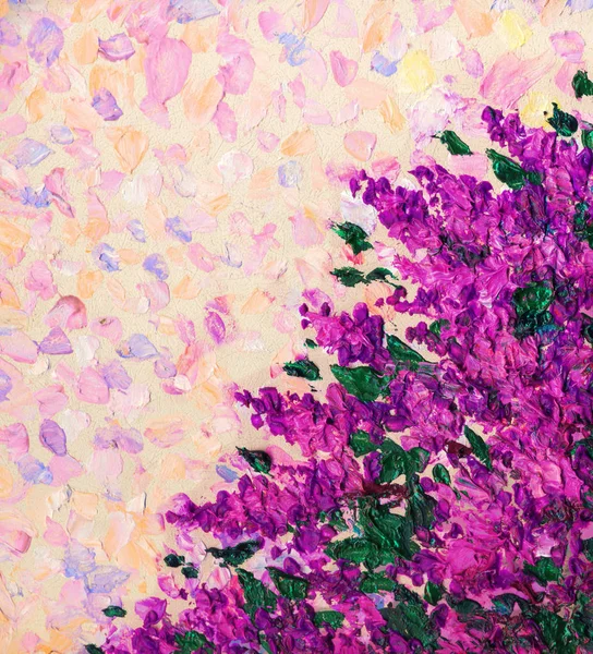 Oil painting Lilac bush in spring — Stock Photo, Image