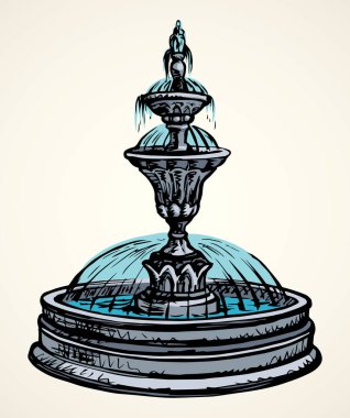 Eski yuvarlak çeşme. Vektör çizimi