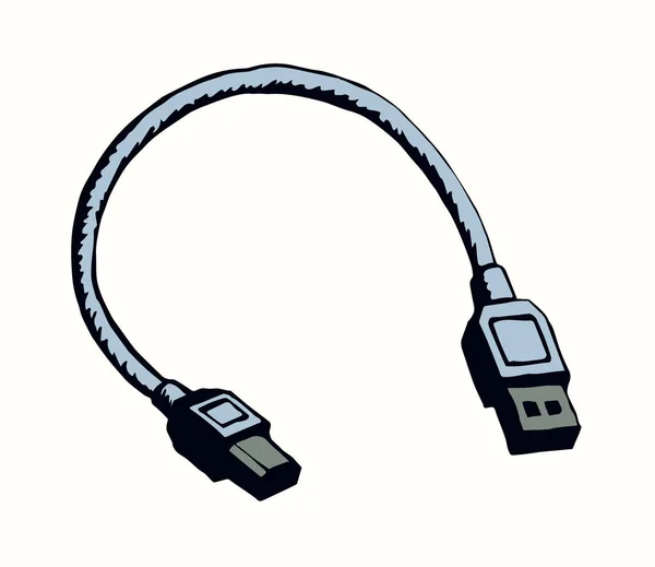 Cable para cargar el teléfono. Dibujo vectorial — Vector de stock