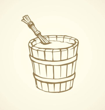 Ahşap kase. Vektör çizim