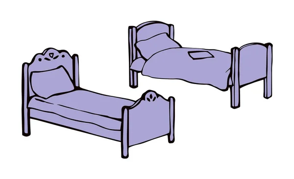 La cama. Dibujo vectorial — Vector de stock