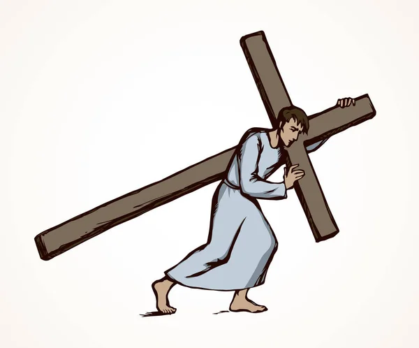 Άνδρες φέρουν σταυρό. Διάνυσμα σχεδίασης — Διανυσματικό Αρχείο