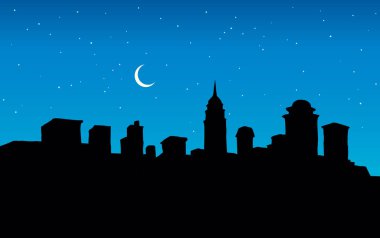 Modern şehrin dolgusu. Vektör çizimi