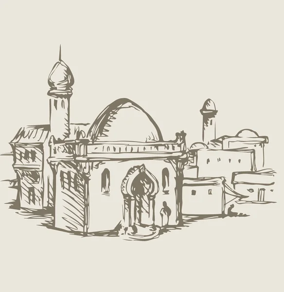 Vieille ville orientale. Dessin vectoriel — Image vectorielle