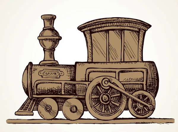 Vieille locomotive jouet. Dessin vectoriel — Image vectorielle
