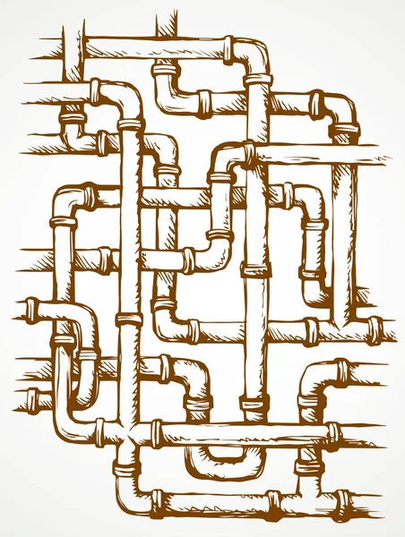 Tubos de encanamento. Símbolo de desenho vetorial — Vetor de Stock