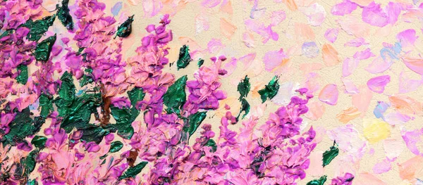 Pintura al óleo Lila arbusto en primavera — Foto de Stock
