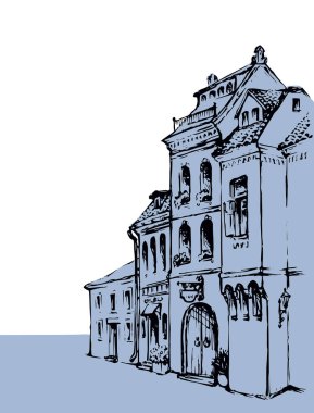 Eski sokak. Vektör çizim görünümü