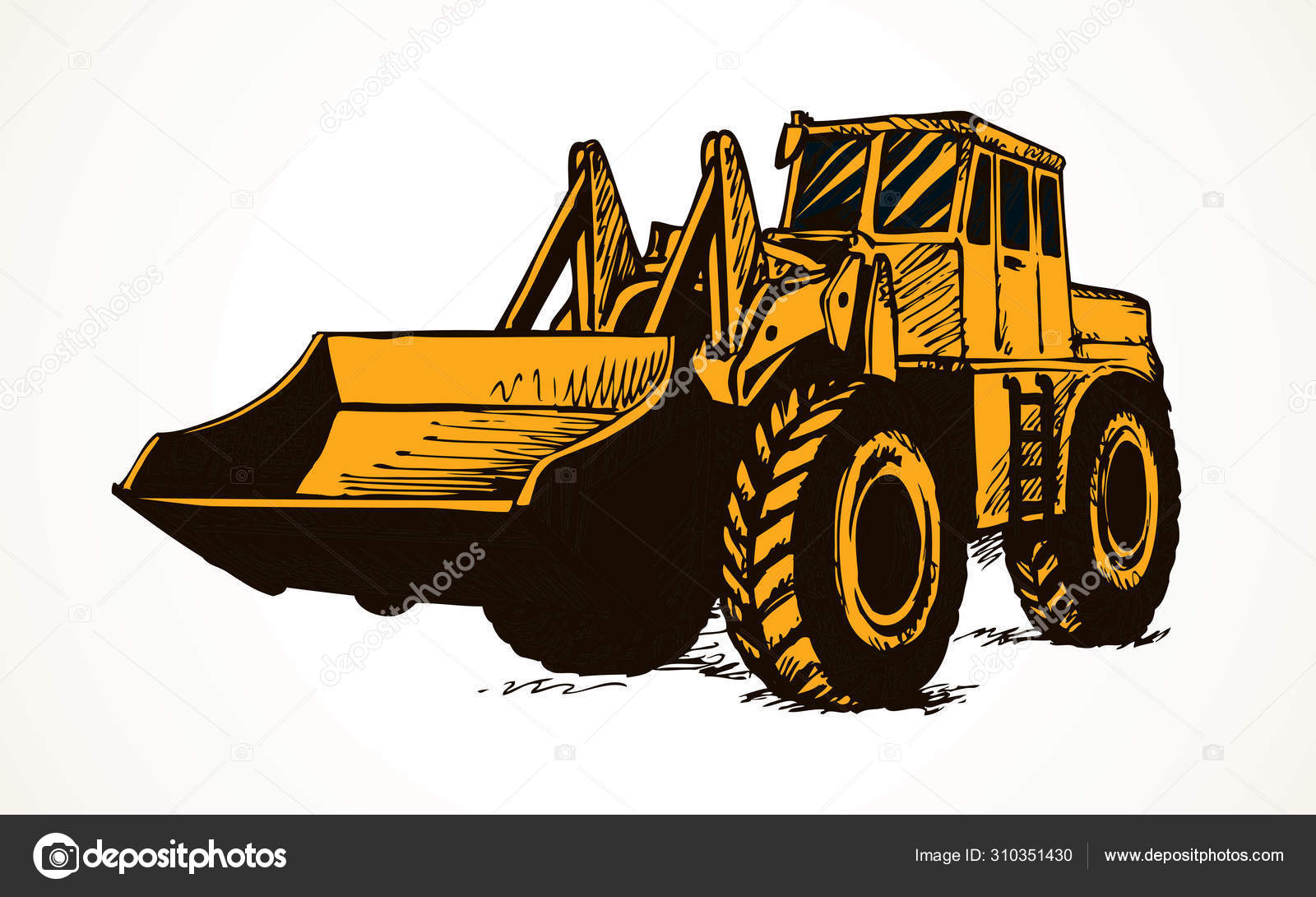 양동이와 트랙터입니다. 벡터 드로잉 스톡 벡터 - ©Marinka 310351430, image size:1600x1090