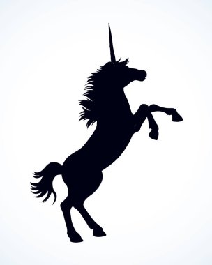 Tek boynuzlu at. Vektör çizim