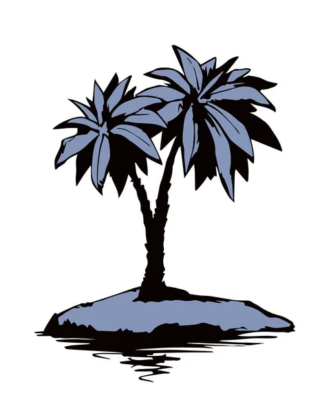 Palm op strand. Vector tekening — Stockvector