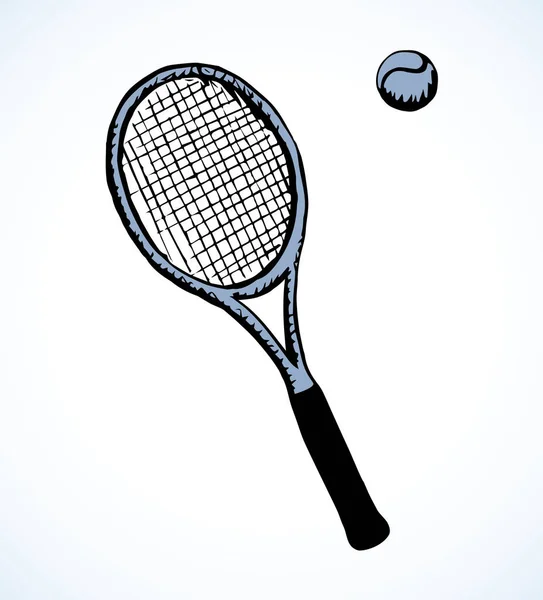 Tennisschläger und Ball. Vektorzeichnung — Stockvektor