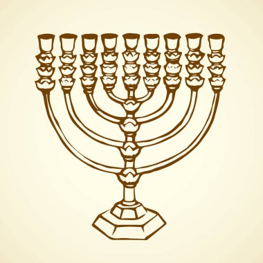 Yedi Kollu Şamdan. Vektör çizim