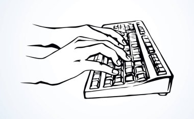 Eller klavyeye. Vektör çizimi