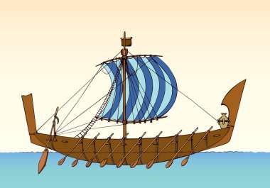 vektör çizim. Antik Fenike gemi